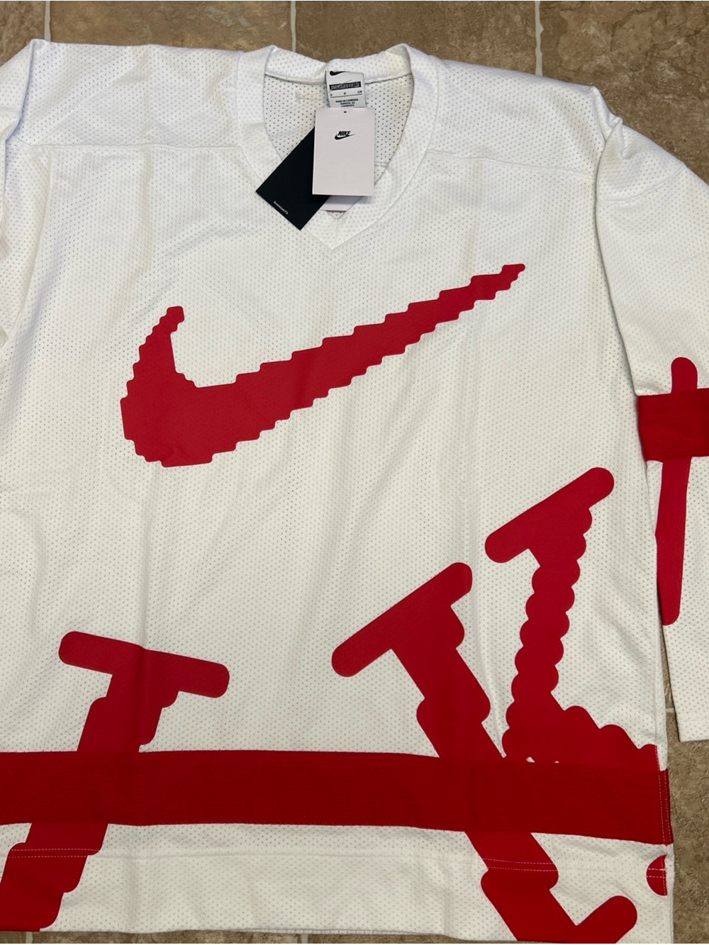 Nike Sportswear Club Oversized White Hockey Jersey Sweater HV1137-100 Men’s Smal - Picture 2 of 16